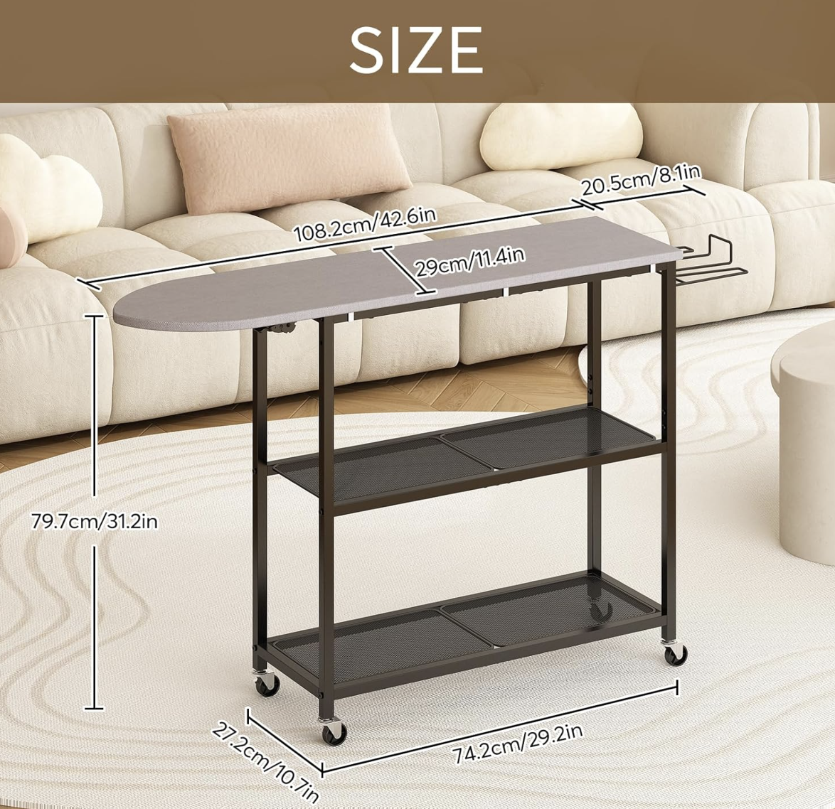 Ironing Board with 2 Tier Storage Basket