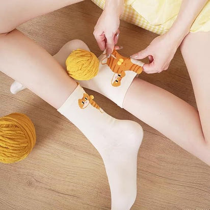Cute Cat Socks with Fuzzy Balls