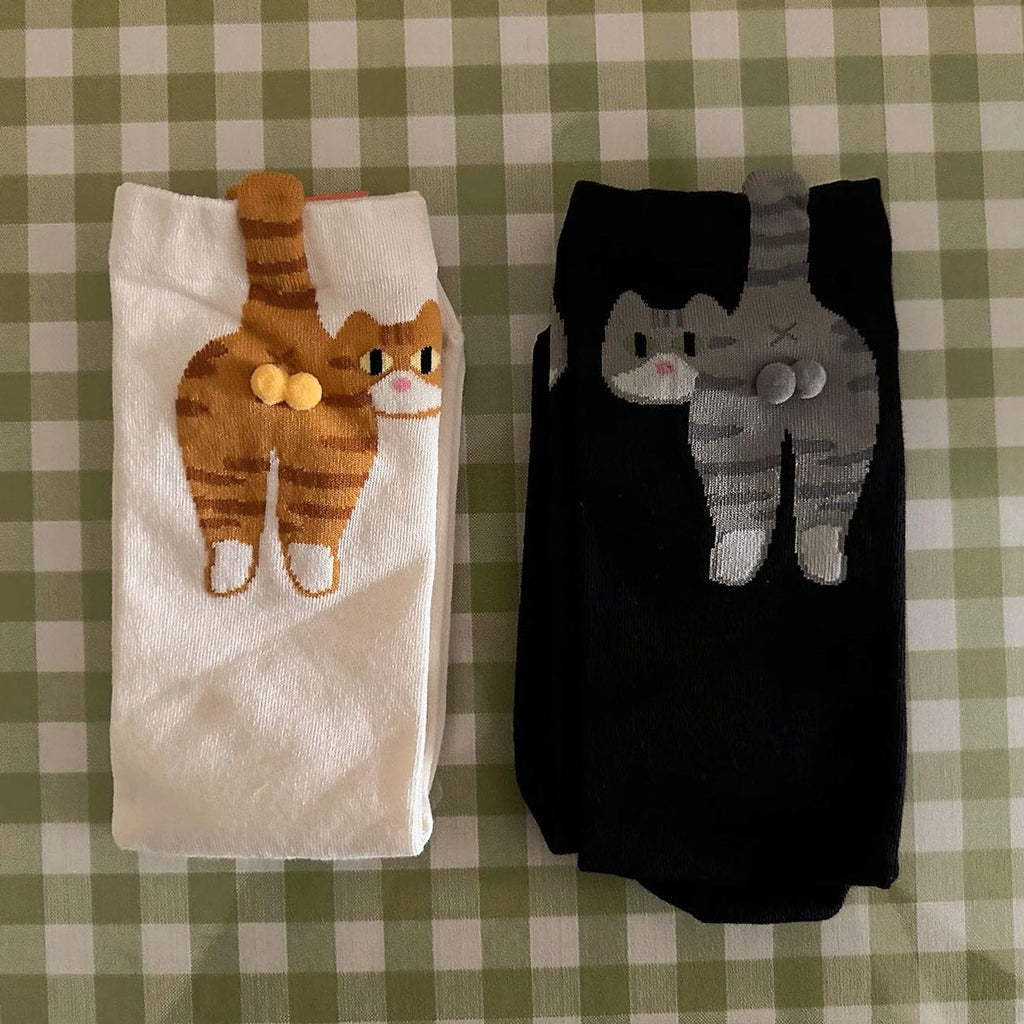 Cute Cat Socks with Fuzzy Balls